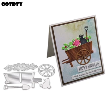 

Cat Cart Metal Cutting Dies Stencil Scrapbooking DIY Album Stamp Paper Card Embossing Crafts Decor New for 2020