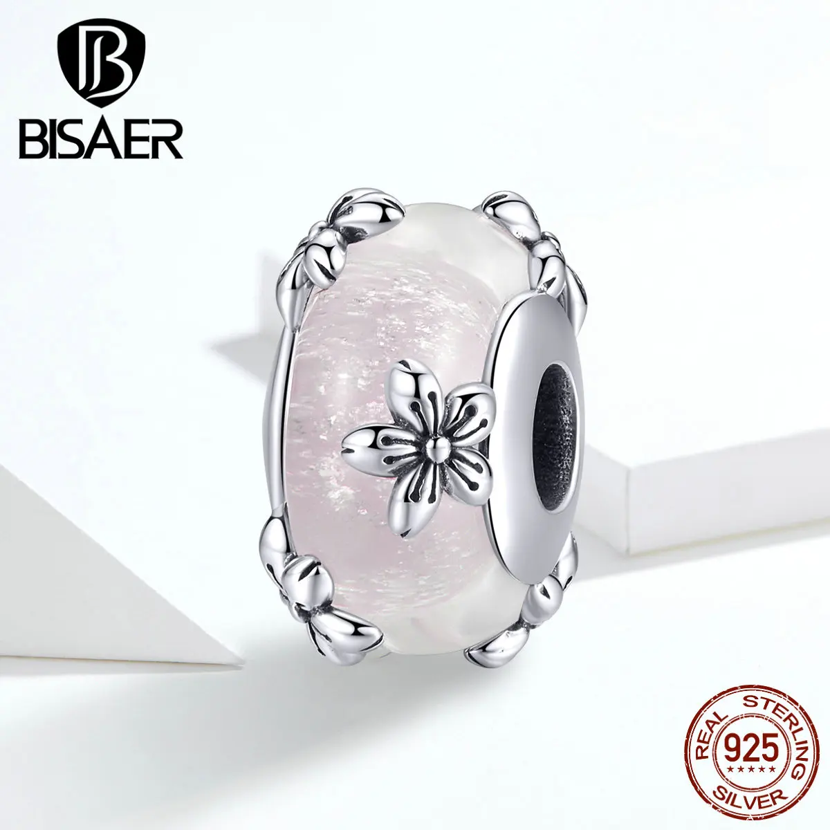 

100% 925 Sterling Silver Romantic Blooming Cherry Flower Charm Pendants fit Women Charm Bracelets DIY Jewelry GXC1302