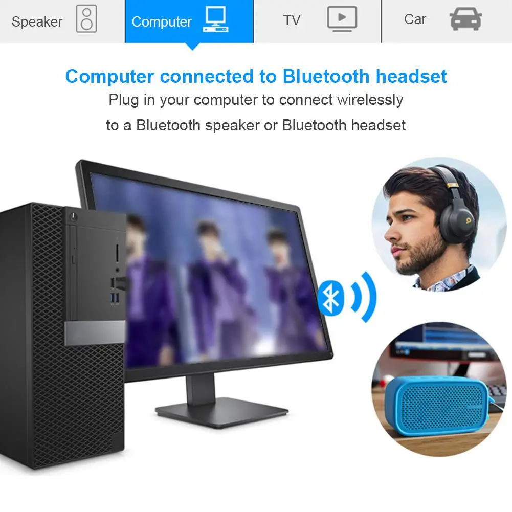 Rondaful USB Bluetooth 5,0 музыкальный приемник 3,5 мм аудио передатчик Hands-free автомобильный адаптер для стерео наушников ноутбук с системой windows