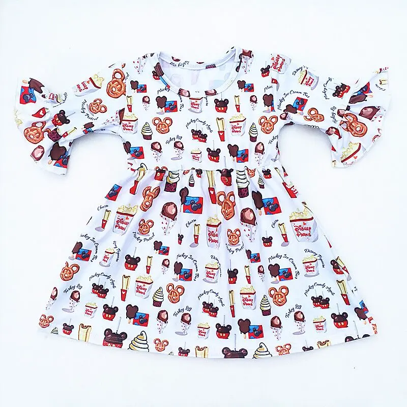 Милое платье для маленьких девочек с рисунком Микки Мауса; одежда из молочного шелка с короткими рукавами; вечерние платья для малышей; - Цвет: white