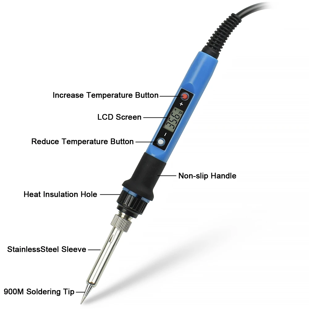 Паяльник NEWACALOX 80 Вт с цифровым дисплеем, 110 В/220 В, 180-480 градусов Цельсия, Термостатический паяльник с цифровым управлением, комплект