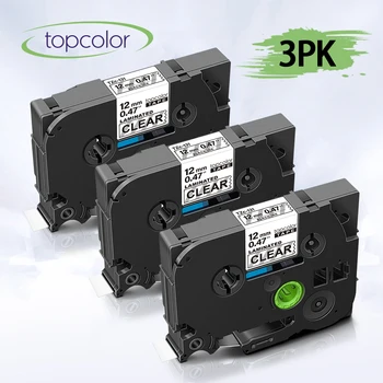 

Topcolor 3PK tze-131 tz131 TZE 131 tze Label Tape 12mm Replace Brother tz 131 Label Maker PT-1000 H101 E300 Black on Clear Print