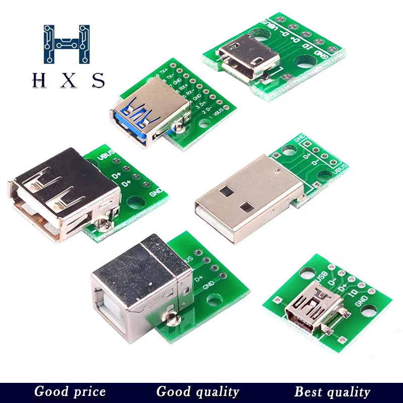Микро-мини-usb USB A папа 2 0 3 гнездо B разъем интерфейс к 54 мм DIP PCB адаптер-конвертер