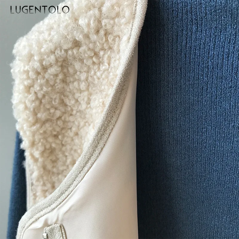 Lugentolo, женский жилет, зимний,, шерсть, корейский, простой, плюшевый, уютный, свободный, куртки, Повседневный, модный, без рукавов, однотонный, женский жилет