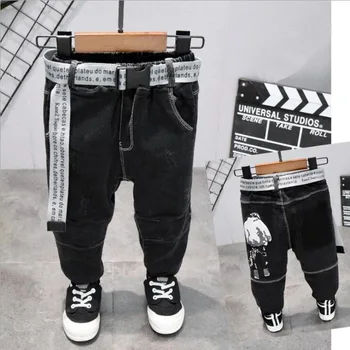 

2019 New fashion Cartoon printing kids jeans for girls Boys winter jeans for boys Casual Loose Jeans children jeans 2-6years