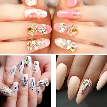 

Glass Nail Art Decorations Mixed Pearl Beads AB Crystals Rhinestones 3D Design Manicure Gel Polish Acrylic Jewelry