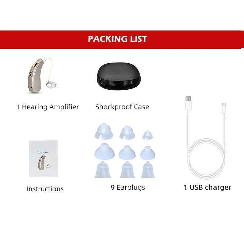 Rechargeable Hearing Aids AAB52SP Audifonos Mini Sound Amplifiers Wireless Ear for Elderly Moderate Loss hearing aid