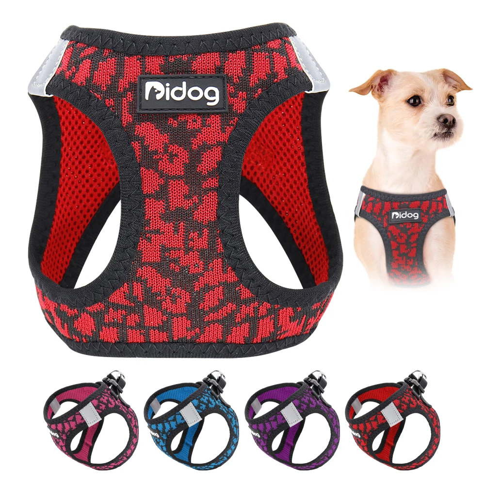 Conjunto de arnés y correa transpirable para perro, arnés de perrito de malla reflectante, chaleco de piel de plomo, arnés para Chihuahua para perros pequeños