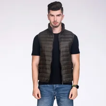 Мужской пуховик без рукавов, уличное пальто, утепленный жилет без рукавов на молнии с утиным пухом для мужчин, зимнее теплое пальто, большой размер 3XL