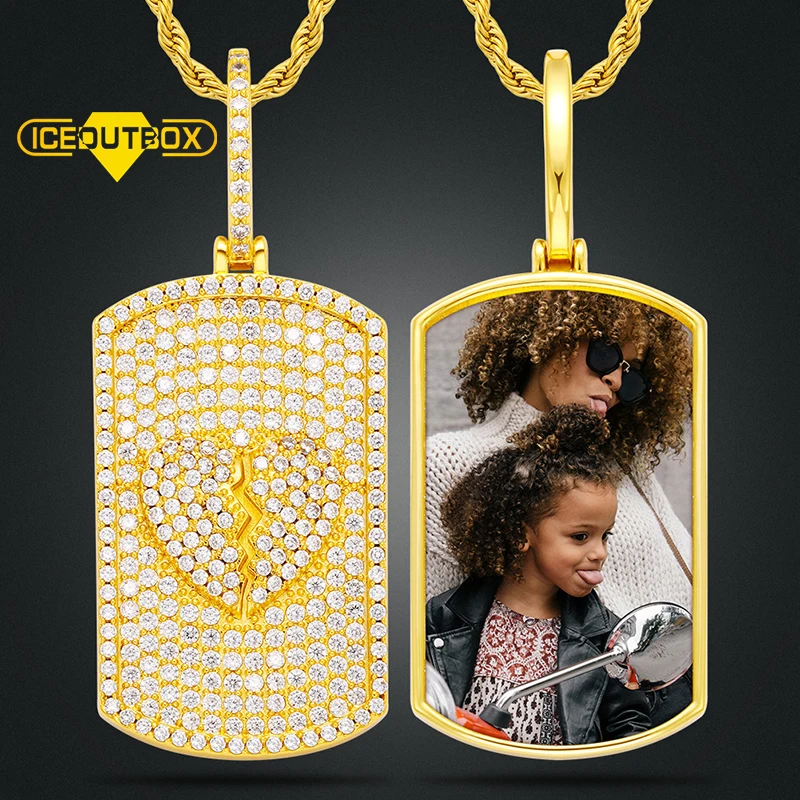 Personalized Custom Photo Memory Medallions Double Side Pendant Necklace Cubic Zircon Retangle Tag For Women Men Hip Hop Jewelry | Украшения