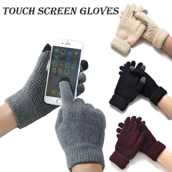 

Touch Screen Gloves Women Men Warm Winter Stretch Knit Mittens Finger Guantes A