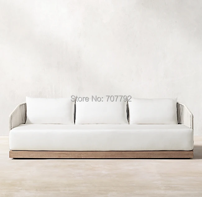 All weather Deep Seating white rattan 3 seater sofa