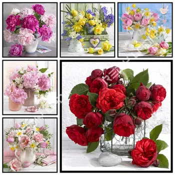 

Full Square/Round Diamond Embroidery Flowers & Vase 5D Diamond Mosaic Picture of Rhinestones Art Diamond Painting Cross Stitch