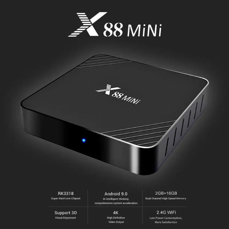 X88 EU/US Plug Smart Top tv Box Android 9,0 2GB+ 16GB 4K BT4.0 2,4G wifi телеприставка с пультом дистанционного управления