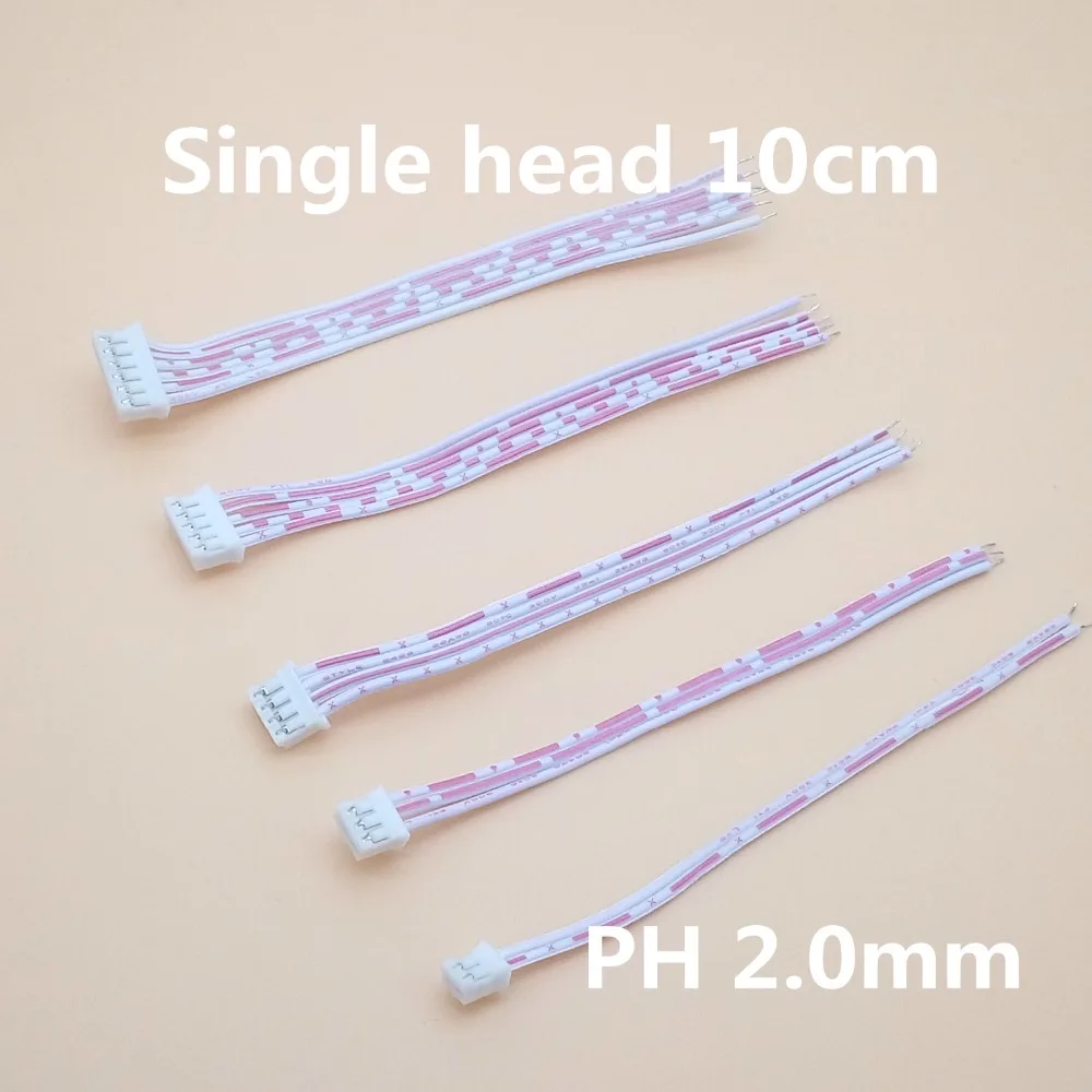 100 шт./лот PH2.0 одноголовый красный белый кабель 2P 3P 4P 5P10P2.0MM Длина шага 10 см