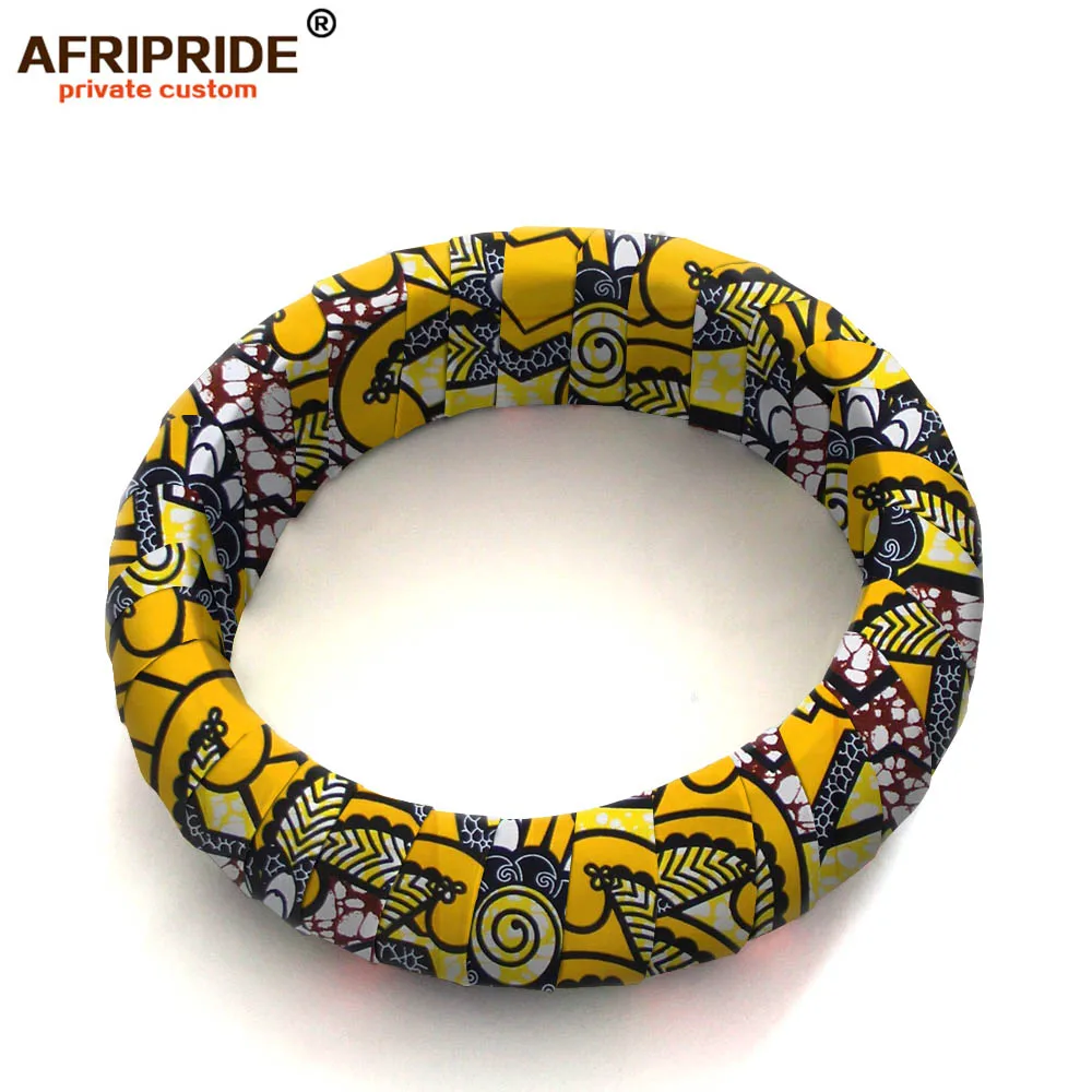 Африканские деревянные браслеты с принтом для женщин AFRIPRIDE bazin richi 7 см ширина круглые деревянные браслеты с Африканским принтом A1928001 - Окраска металла: 117J