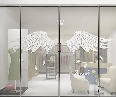 white Крылья Ангела Акриловые 3d зеркальные настенные наклейки для гостиной, спальни, настенные украшения для магазина, окна, декоративные наклейки, домашний декор - Цвет: white