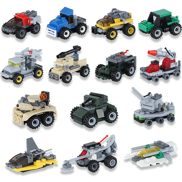 

14 Kinds Mini Transportation Block Car Building Compatible legoe INGlys Toys Gifts
