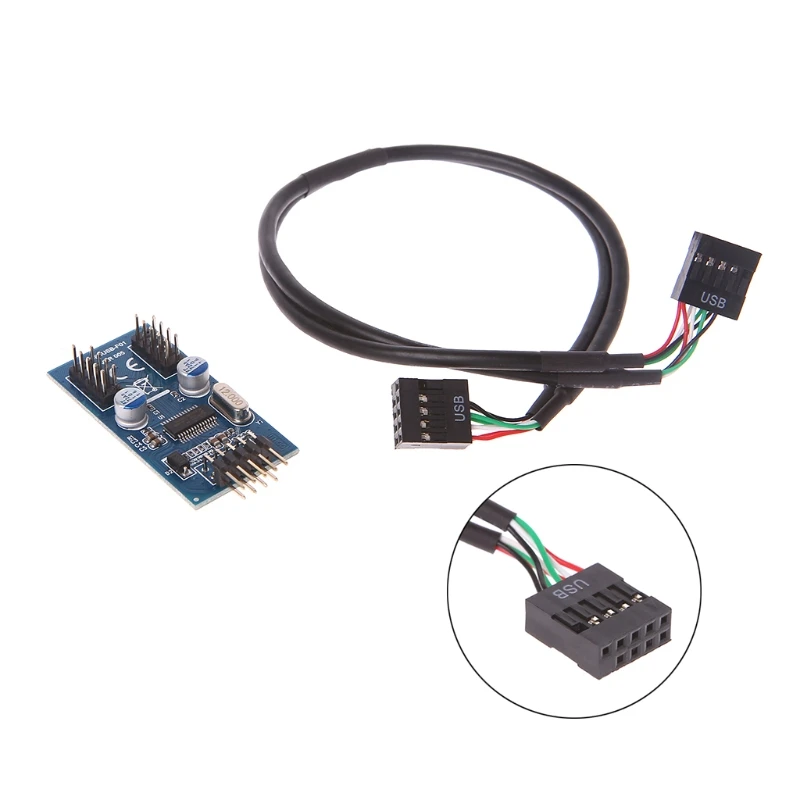 

PC Case Internal 9 Pin USB 2.0 To Dual 9 Pin PCB Double Chipset Enhanced Cable