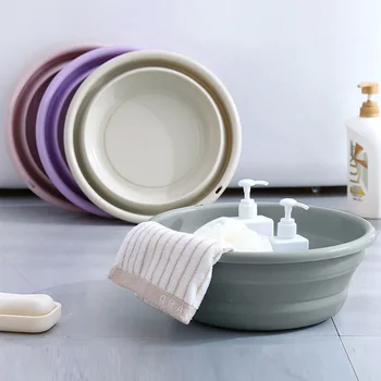 

1PC Outdoor Folding Wash Basin Folding Bucket Container Portable Basin Collapsible Silicone Washbasin Bathroom Accessories
