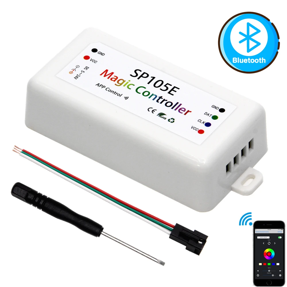 SP105E DC5 24V Симфония светодиодный контроллер Bluetooth WS2812 WS2801 APA102 пиксель полосы свет с