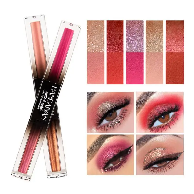 

Double Headed Matte Liquid Eyeshadow Stick Shimmer Eyeshadow Pen Metallic Feel Two-tone Eye Shadow Waterproof Shiny Eye Pencil
