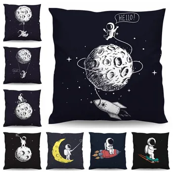 

Cushion Cover Home Office Coffee Shop Seat Throw Pillow Cover Polyester Cushion Case Bed Decorative 45CM*45CM Cartoon astronaut