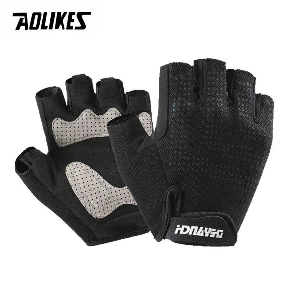 

AOLIKES 1 Pair Summer Cycling Gloves Shockproof Thicken Pad Half Finger Cycling Gloves for Sport Hiking MTB Bike Gloves