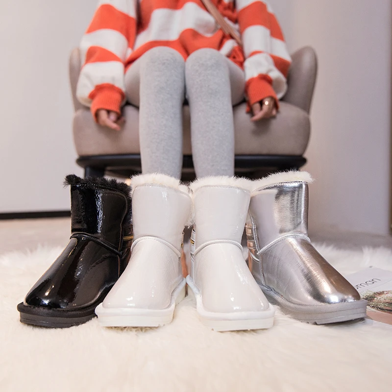 

Silver Shiny Snow Boots Women Winter Waterproof 4 Cm Keep Warm Ankle Boots Ladies Non Slip Women Shoes Black Beige Sliver