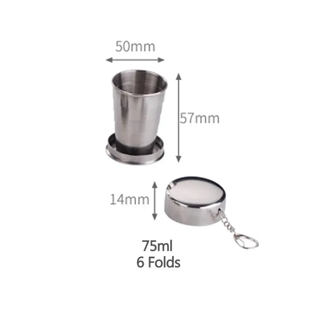 75ml/150ml/250ml Folding Cup Stainless Steel Portable Outdoor Travel Camping Telescopic Water Coffee Handcup | Дом и сад