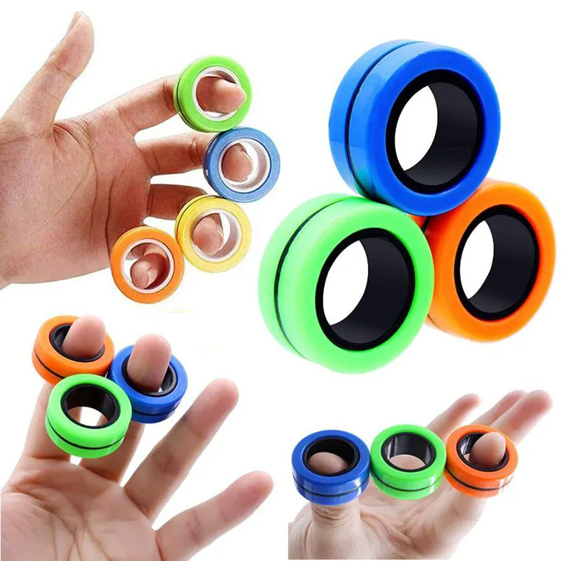 GREEN Fidget Toys Finger Magnetic Rings Finger Spinner AUTISM SENSORY 