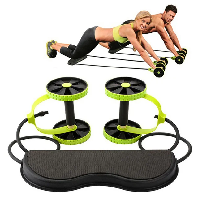 $US $28.24 Multifunctional Elastic Abdominal Resistance Pull Rope Stretch AB Wheels Roller Gym Fitness Abdominal Muscle Exercise Trainer