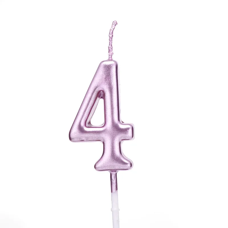 1 шт., золотой, серебряный, розовый торт с цифрами, свеча на день рождения, 0, 1, 2, 3, 4, 5, 6, 7, 8, 9 лет, праздничная свеча, вечерние украшения - Цвет: pink 4