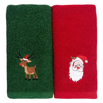 

2pcs Christmas Face Towel Christmas Pattern Towel Xmas Face Washing Towel Cloth