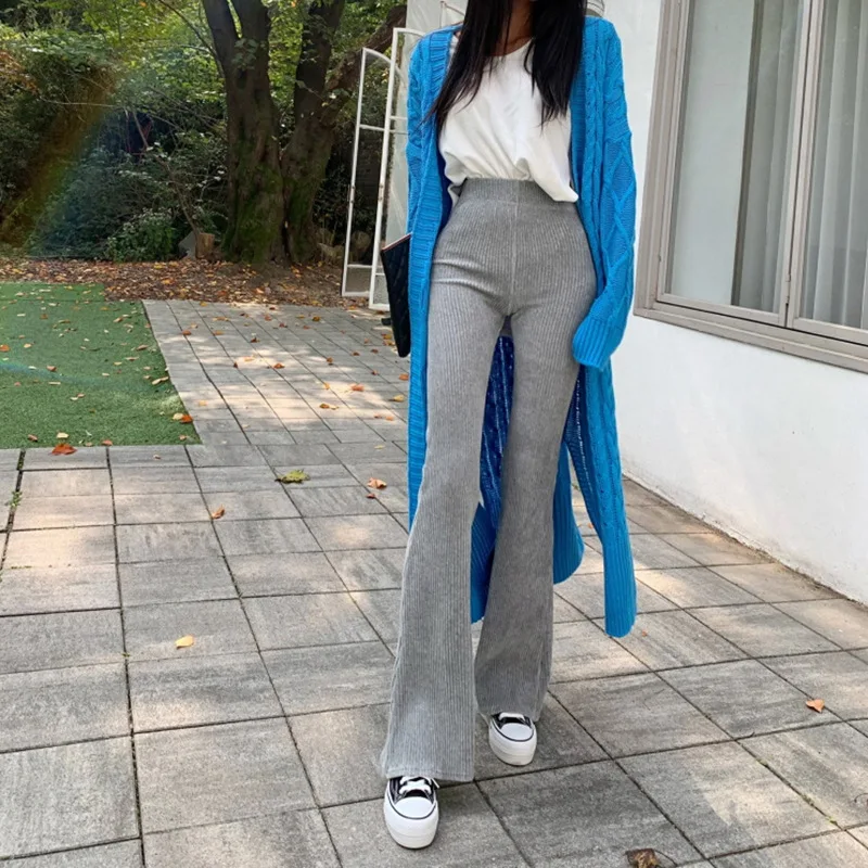 High Waist Corduroy Bell Bottom Pants 