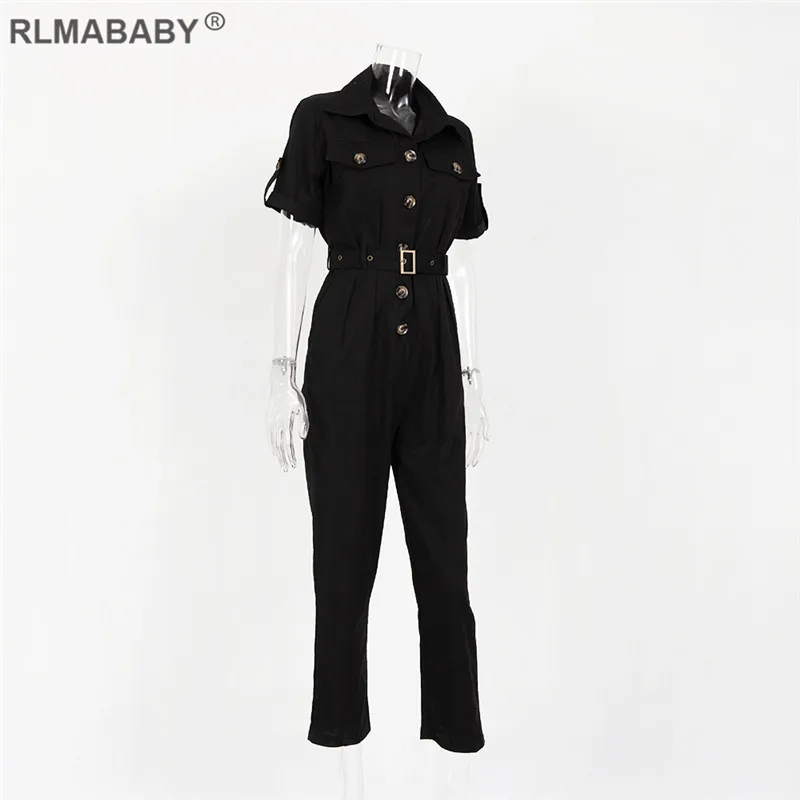 RLMABABY стиль сафари джинсовый Длинный комбинезон с отложным воротником комбинезоны с карманами комбинезон с поясом бандажный Женский Повседневный Комбинезон