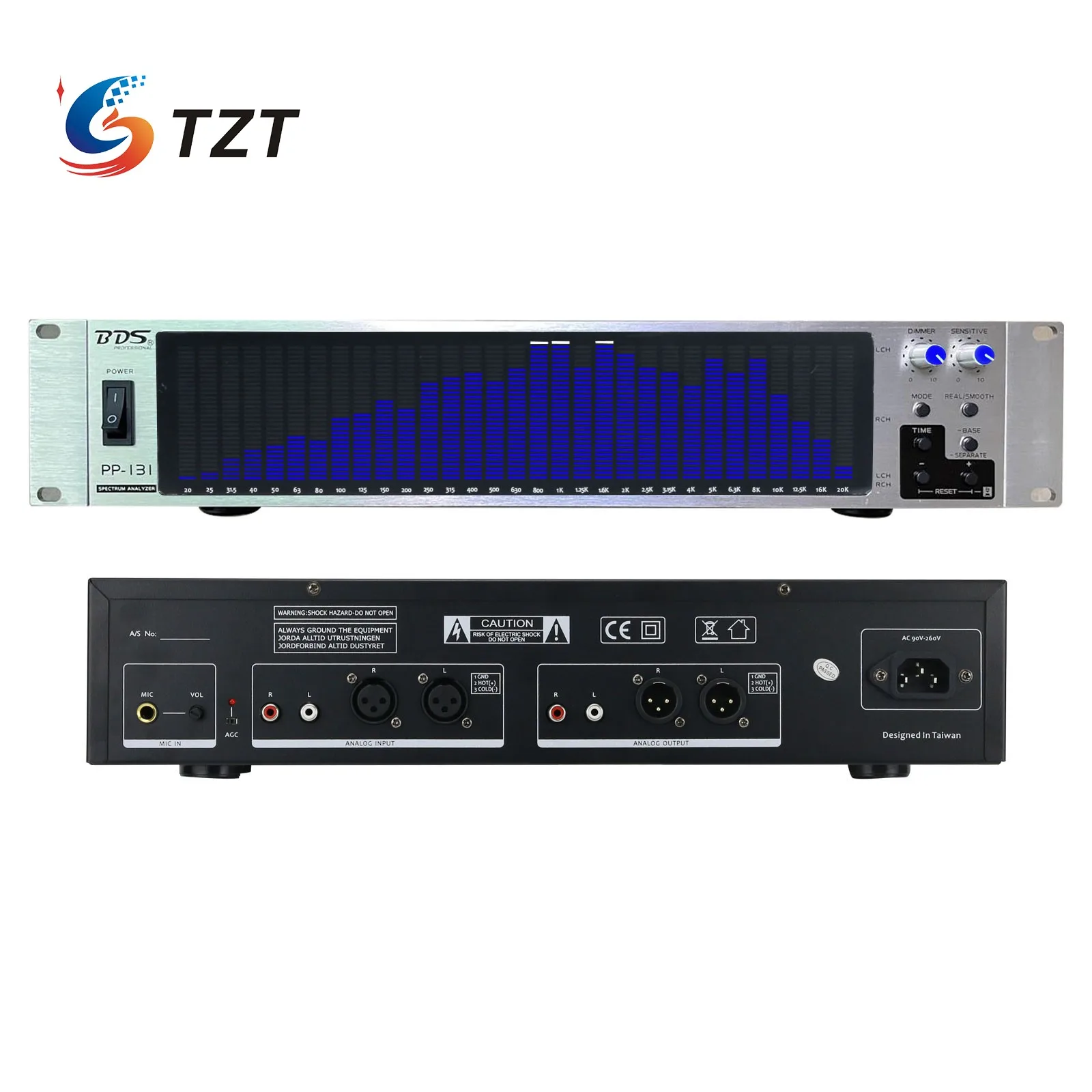 Tzt Bds Pp-131 Analizzatore Di Spettro Audio Display A Spettro Vu Meter 31 Segmenti Con Pannello Argento Blu Bianco Verde Led