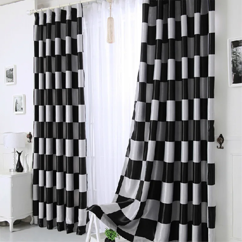 Современные минималистичные затемненные шторы для гостиной, столовой, спальни, черно-белые высококачественные жаккардовые шторы для спальни