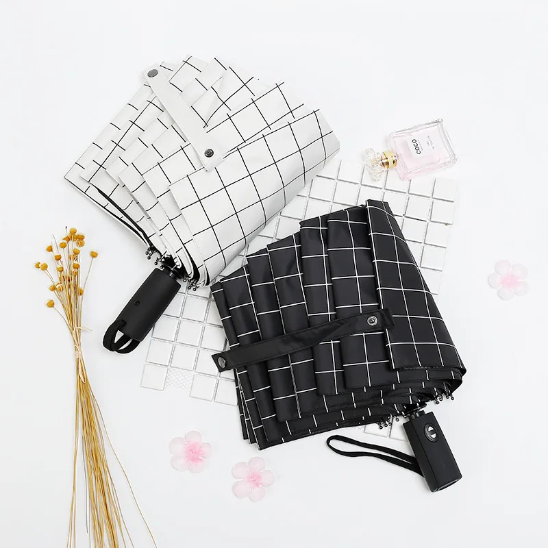 

10 Bone Self-opening Umbrella Three Folding Fully Automatic Pattern Vinyl Umbrella Fully Automatic from the Open Close All-Weath