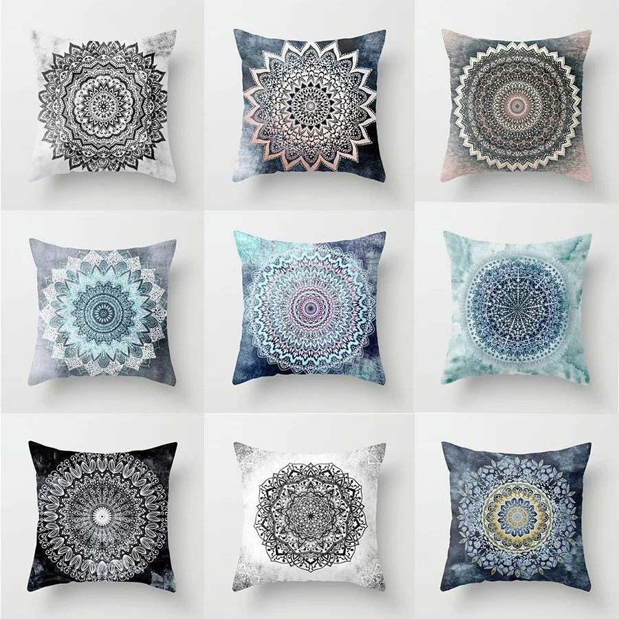 

45*45CM pillow case Ethnic wind mandala peach leather printed pillowcase Square decorative pillowcase