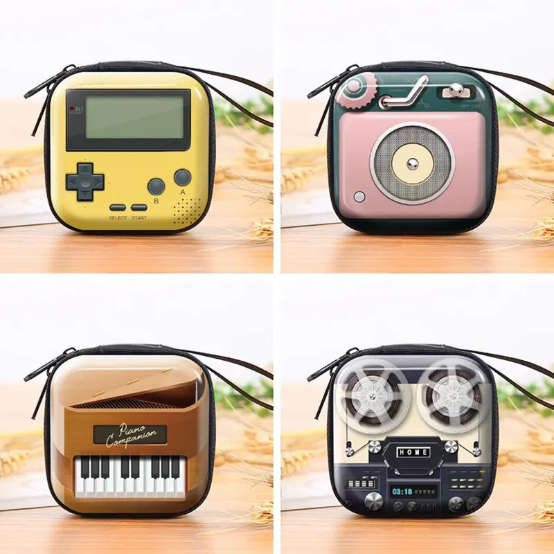 Creative Tinplate Coin Purse Earphone Storage Funny Pattern Bag camera Retro Record Tape Key Bag