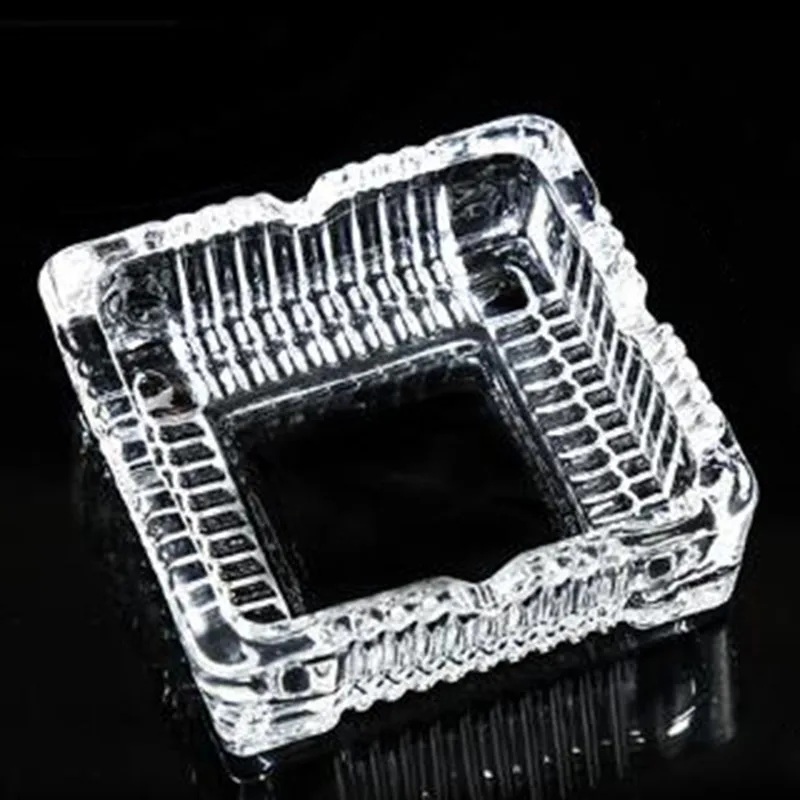 Transparent Crystal Glass Ash Tray Square Cigar Ashtray for Household Living Room Desk Ash Tray KTV Cigar Holder Smoking Supply