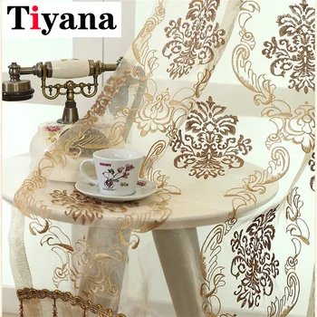 

Tiyana Curtain Living Room New Luxury Curtain European Embroidery Curtain Bedroom Curtain Modern Tulle Sheer Drapes H004-4