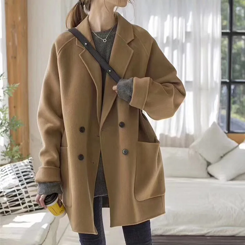

Double-Sided Cashmere Coat Women's Mid-length 2019 Fall And Winter Clothes New Style Korean-style Cocoon Woolen Jacket Short-hei