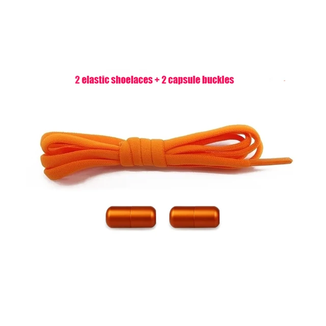 Elastic No Tie Shoelaces Semicircle Shoe Laces For Kids and Adult Sneakers Shoelace Quick Lazy Metal Lock Strings Rope Round 9PUREORANGE