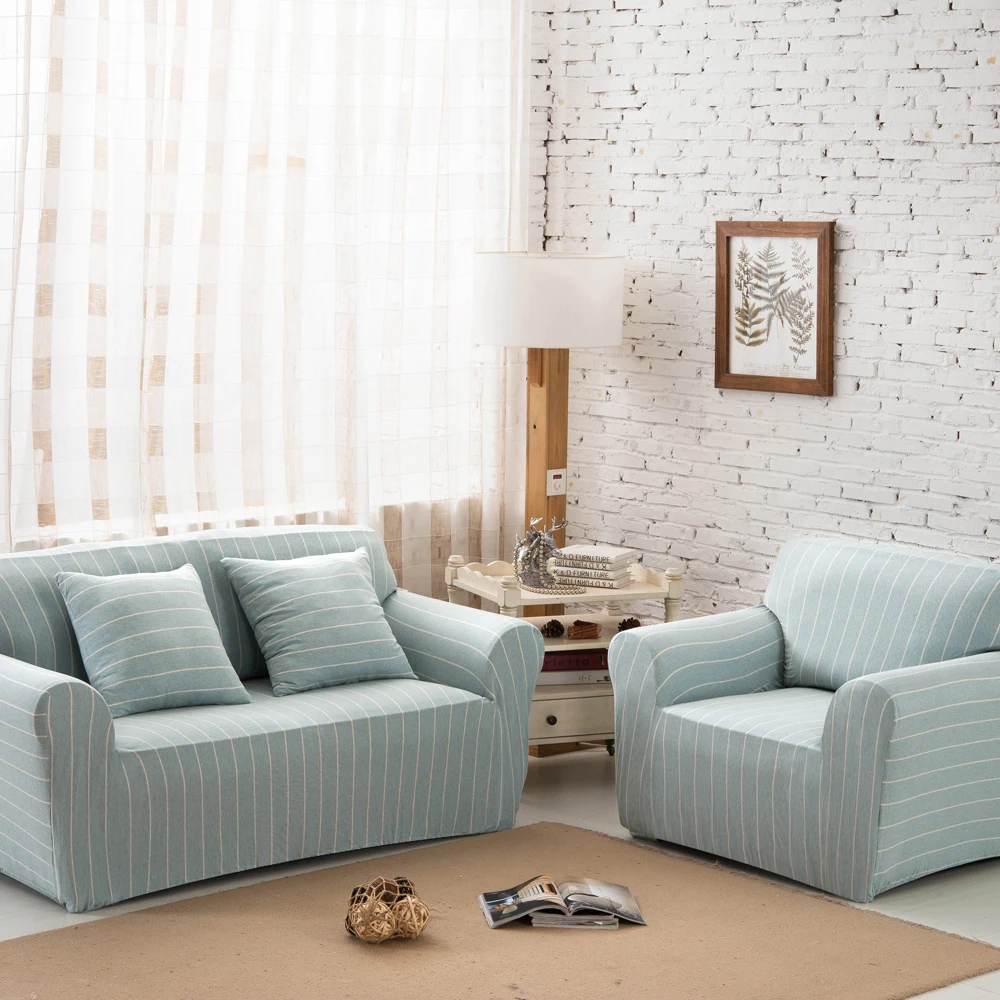 

stripe Slipcovers Sofa Cover Tight Wrap All-inclusive Sectional Elastic Full Couch Cover Sofa Towel for Living Room 1/2/3/4 seat