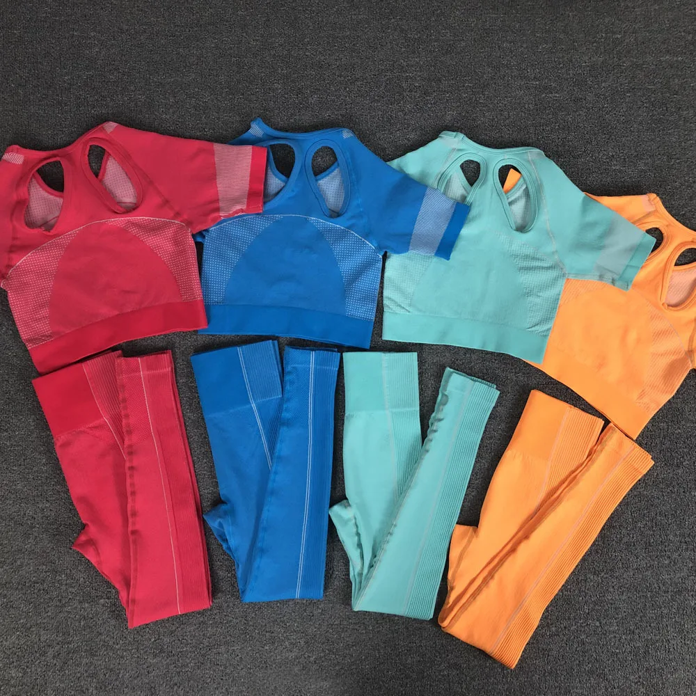 Комплект Для Йоги Женский бесшовный из 2 предметов укороченный топ с коротким