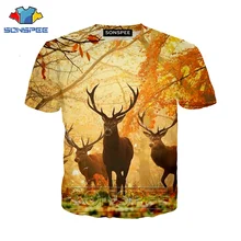Аниме 3d печать игра футболка животное олень уличная лося Охотник для мужчин и женщин модная футболка Harajuku Детские рубашки homme футболка A205