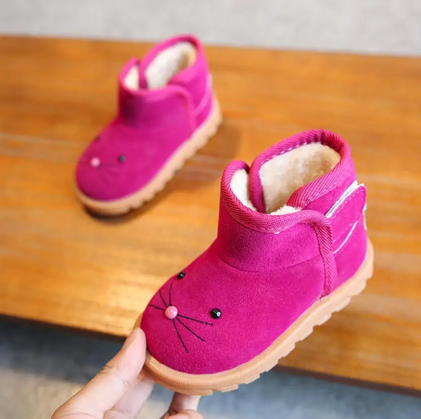 LOOZYKIT; Новинка; детские ботинки; зимние ботинки для маленьких девочек; Детские теплые ботильоны розового цвета; Повседневная плюшевая обувь для маленьких мальчиков с героями мультфильмов - Цвет: Rose