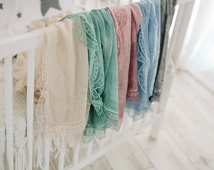newborn photo  prop wavy lace edge cotton wrap blanket 7 color available  Newborn photography prop